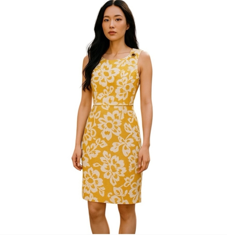 KATE and LILY Floral Yellow Sleeveless Dress
